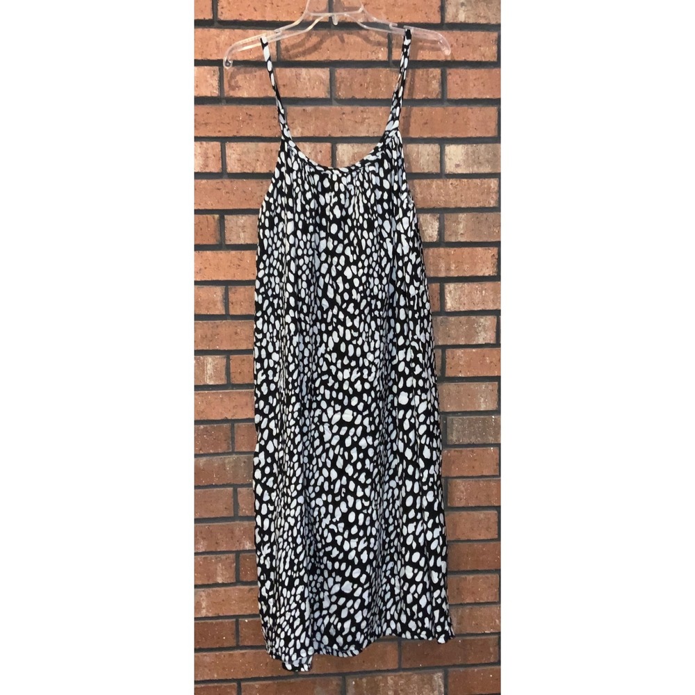 Island Planet Miami Beach‎ Womens Spaghetti Strap Black Polka Dot Dress